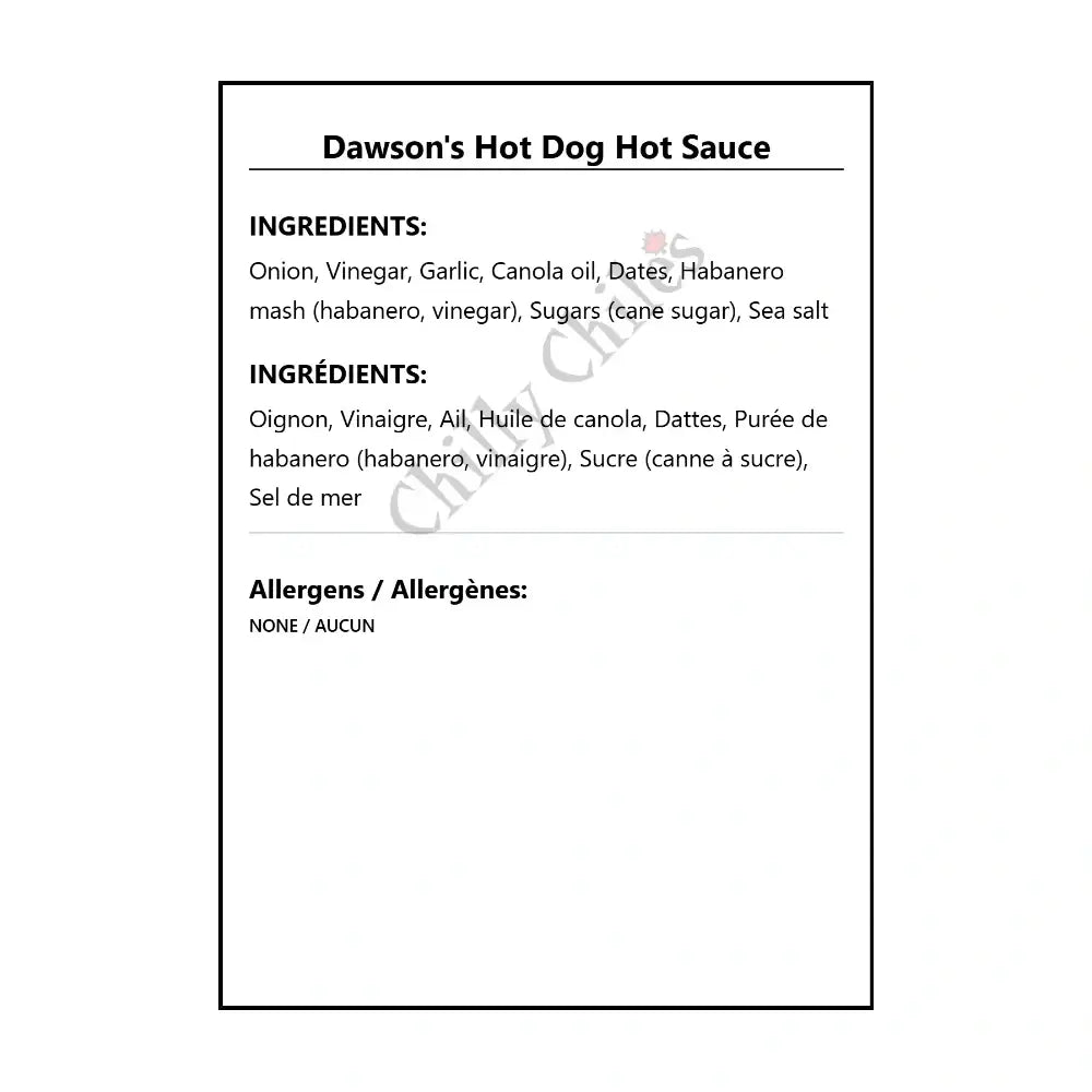 Dawson’s Hot Dog Hot Sauce - Hot Sauce