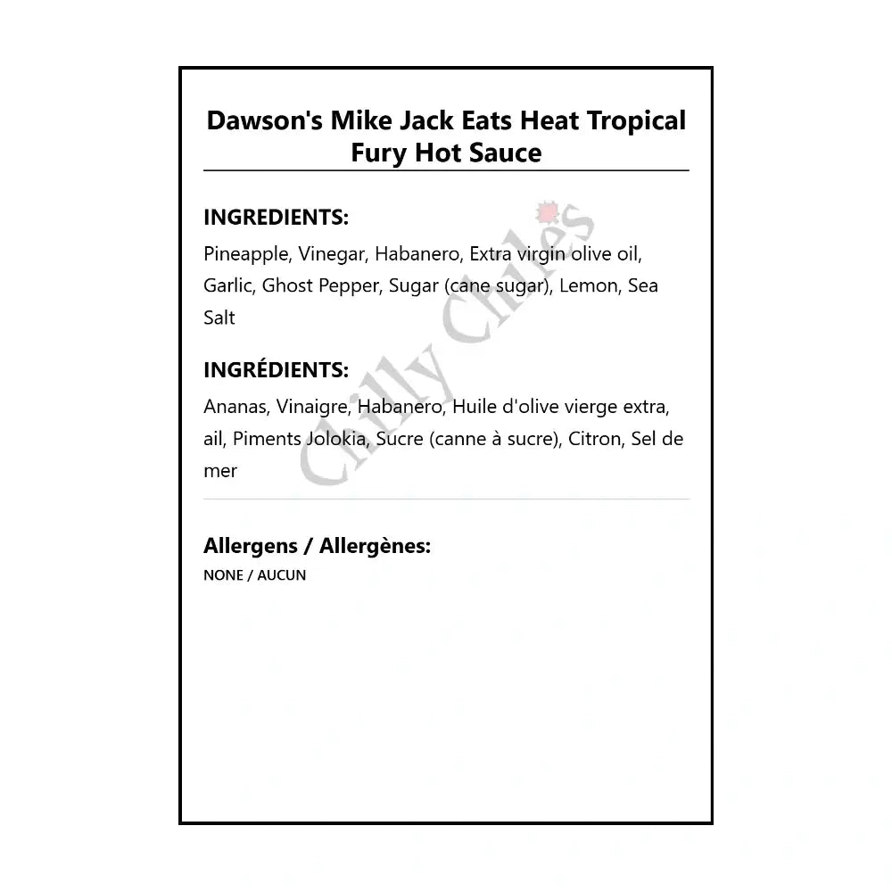 Dawson’s Mike Jack Eats Heat Tropical Fury Hot Sauce - Hot Sauce