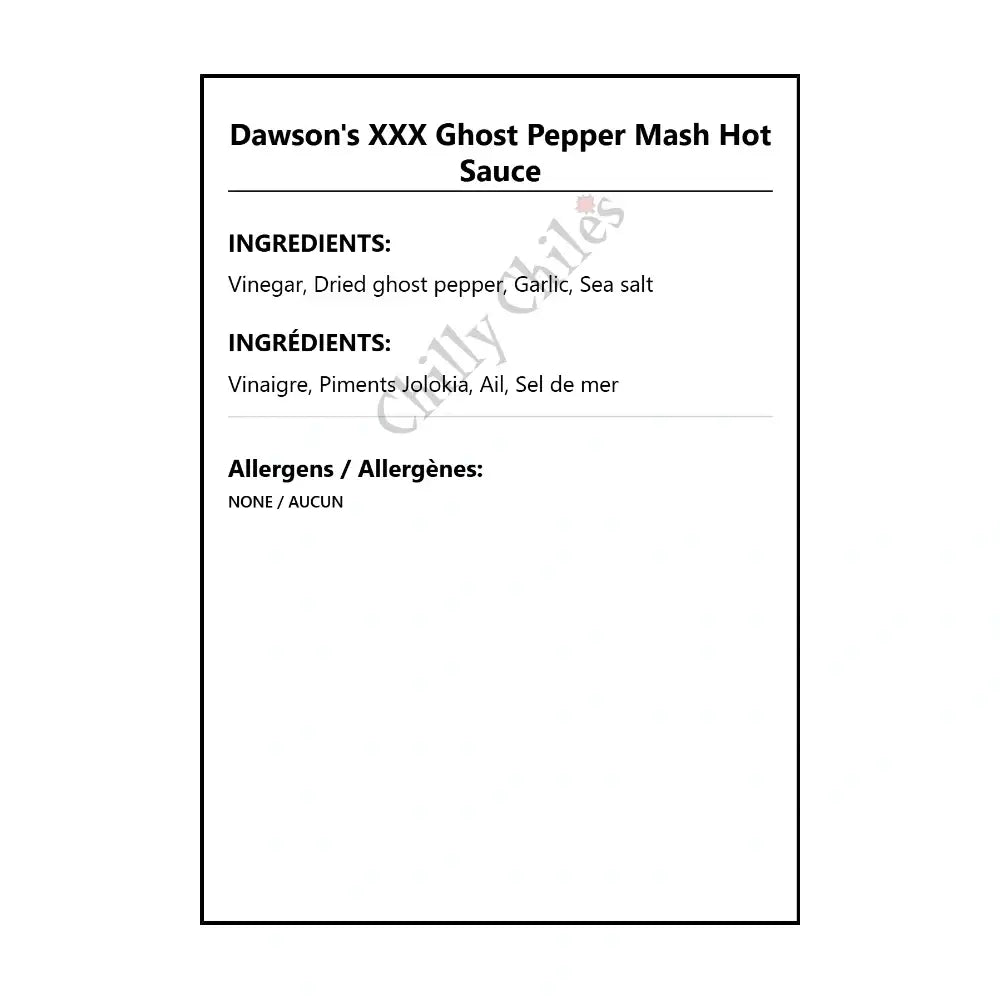 Dawson’s XXX Ghost Pepper Mash Hot Sauce - Hot Sauce