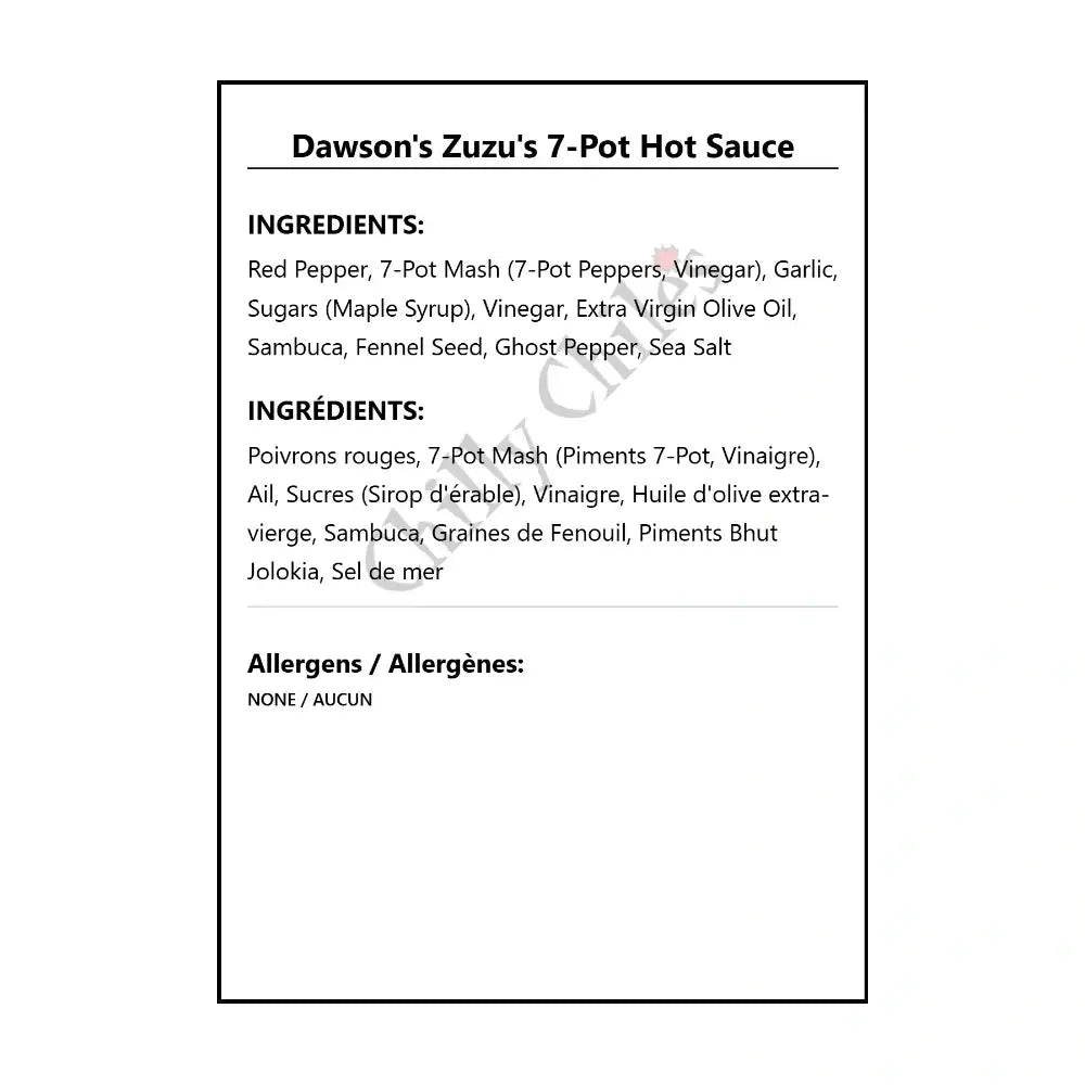 Dawson’s Zuzu’s 7-Pot Hot Sauce - Hot Sauce