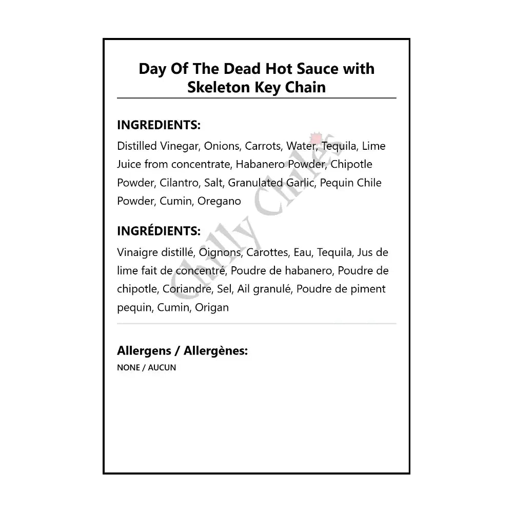 Day Of The Dead Hot Sauce with Skeleton Key Chain - Hot Sauce