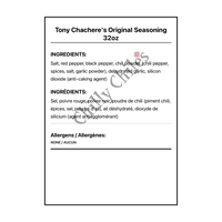 Tony Chachere's Original Seasoning 32oz - Bilingual Ingredients