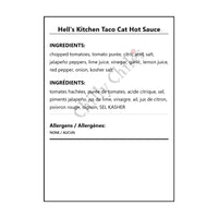 Hell's Kitchen Taco Cat Hot Sauce - Bilingual Ingredients