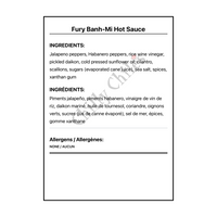 Fury Banh-Mi Hot Sauce - Bilingual Ingredients
