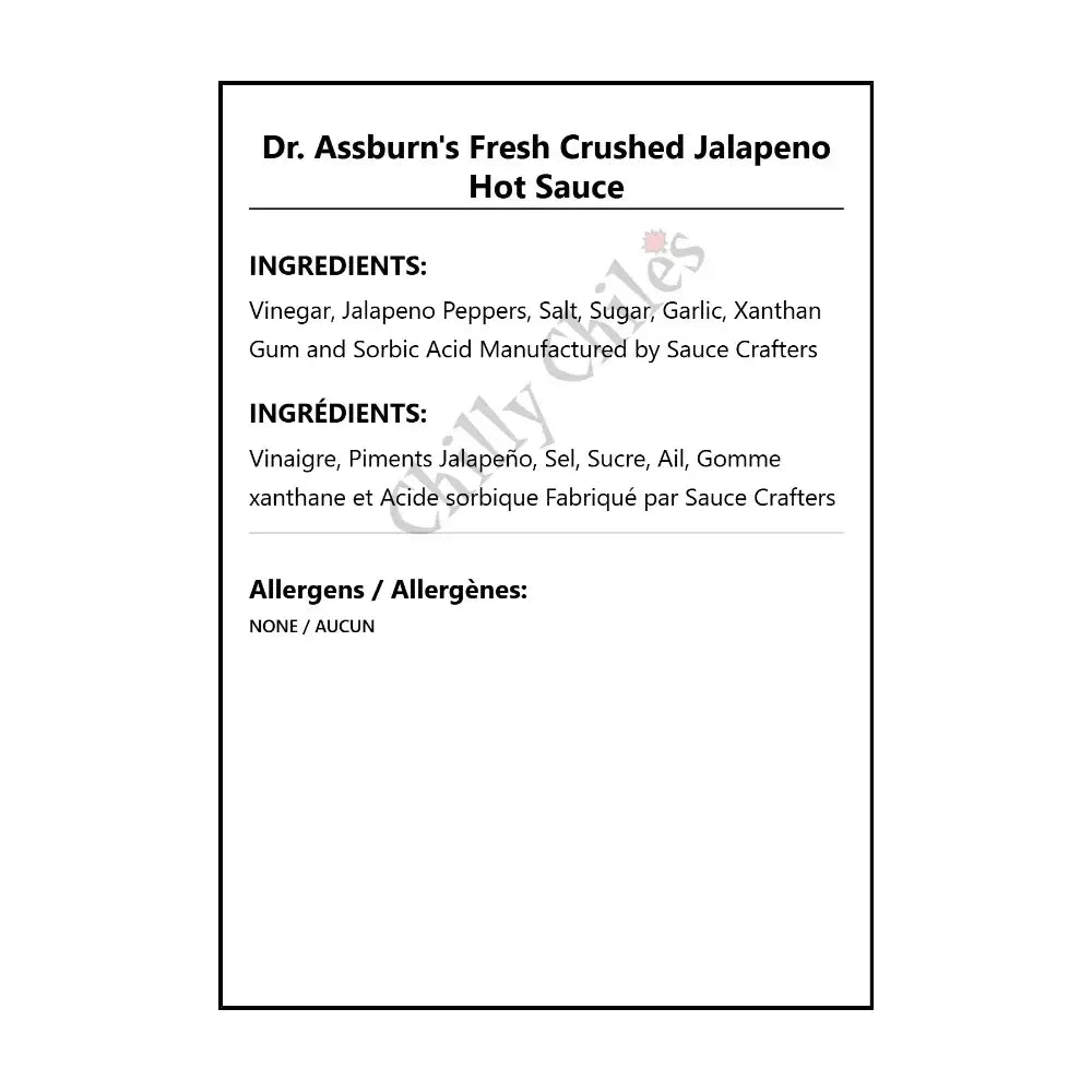 Dr. Assburn’s Fresh Crushed Jalapeno Hot Sauce - Hot Sauce