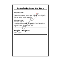 Bayou Pecker Power Hot Sauce - Bilingual Ingredients