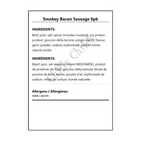 Smokey Bacon Sausage 8pk - Bilingual Ingredients