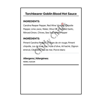 Torchbearer Goblin Blood Hot Sauce - Bilingual Ingredients
