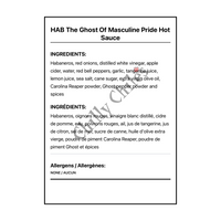 HAB The Ghost Of Masculine Pride Hot Sauce - Bilingual Ingredients