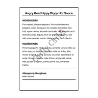 Angry Goat Hippy Dippy Hot Sauce - Bilingual Ingredients
