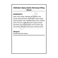 Melinda's Spicy Garlic Parmesan Wing Sauce - Bilingual Ingredients