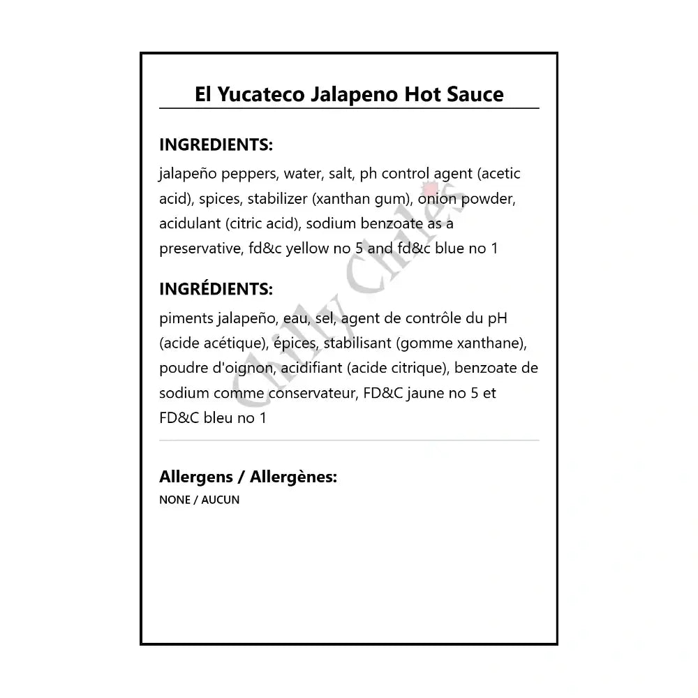 El Yucateco Jalapeno Hot Sauce - Hot Sauce