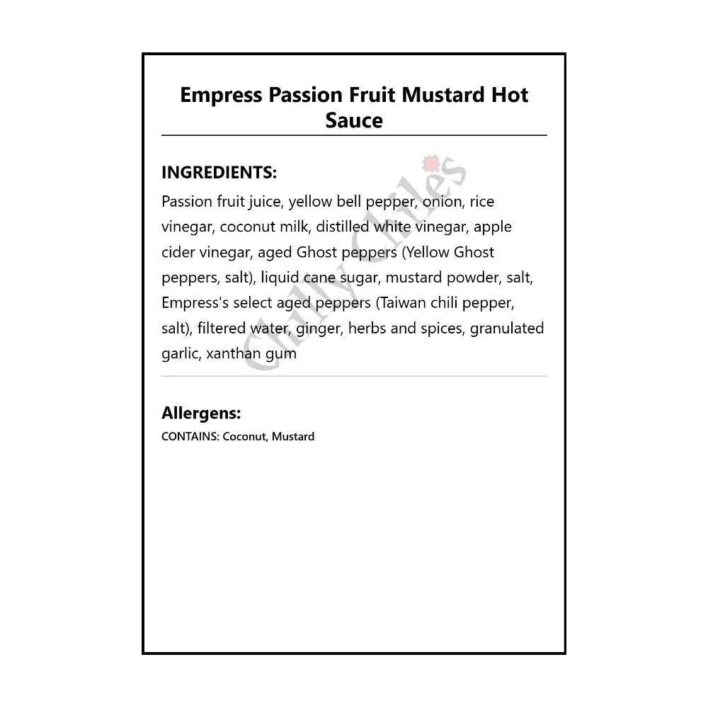 Empress Passion Fruit Mustard Hot Sauce - Hot Sauce