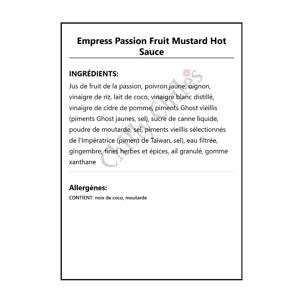 Empress Passion Fruit Mustard Hot Sauce - Hot Sauce