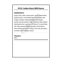 R.P.G. Vodka Glaze BBQ Sauce - Bilingual Ingredients