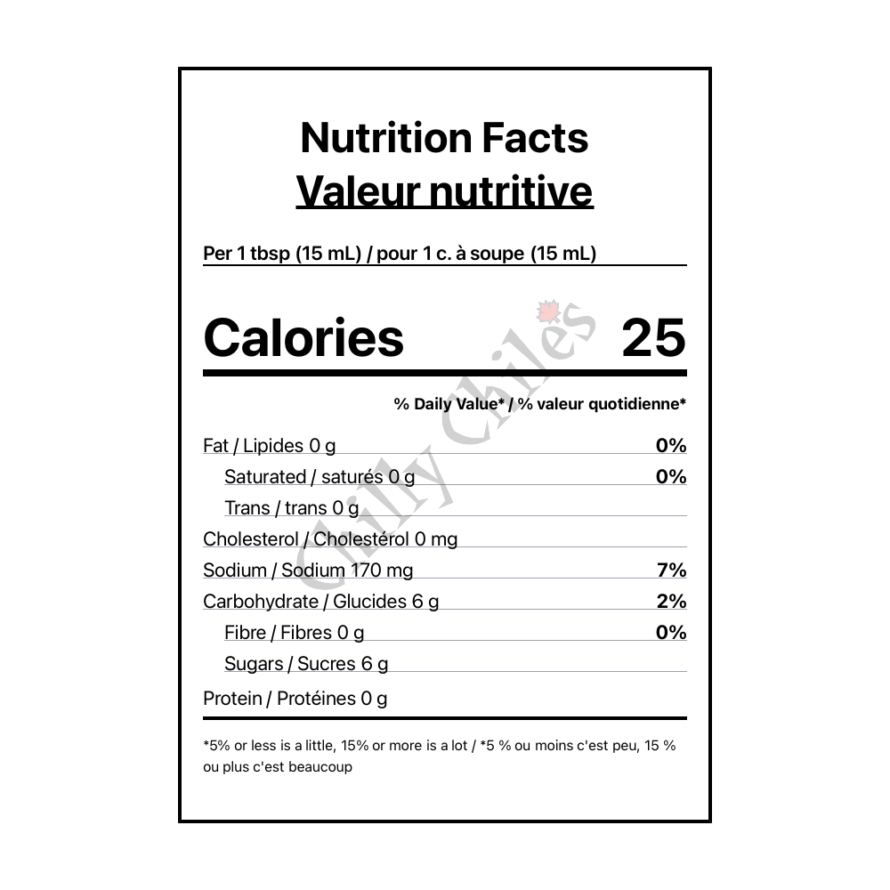 Melinda’s Rich & Smoky Chipotle Ketchup - Canadian Nutrition Facts