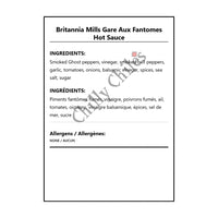 Britannia Mills Gare Aux Fantomes Hot Sauce - Bilingual Ingredients