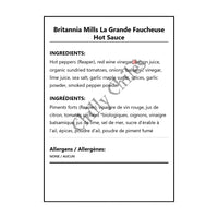Britannia Mills La Grande Faucheuse Hot Sauce - Bilingual Ingredients