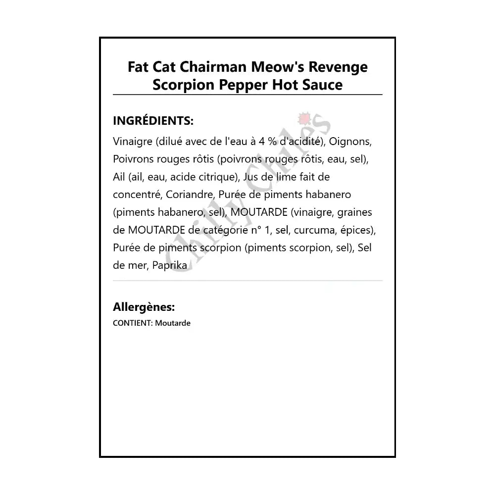 Fat Cat Chairman Meow’s Revenge Scorpion Pepper Hot Sauce - Hot Sauce