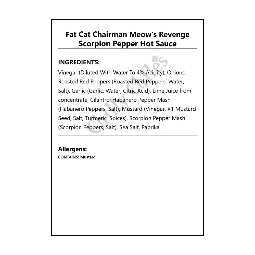 Fat Cat Chairman Meow’s Revenge Scorpion Pepper Hot Sauce - Hot Sauce