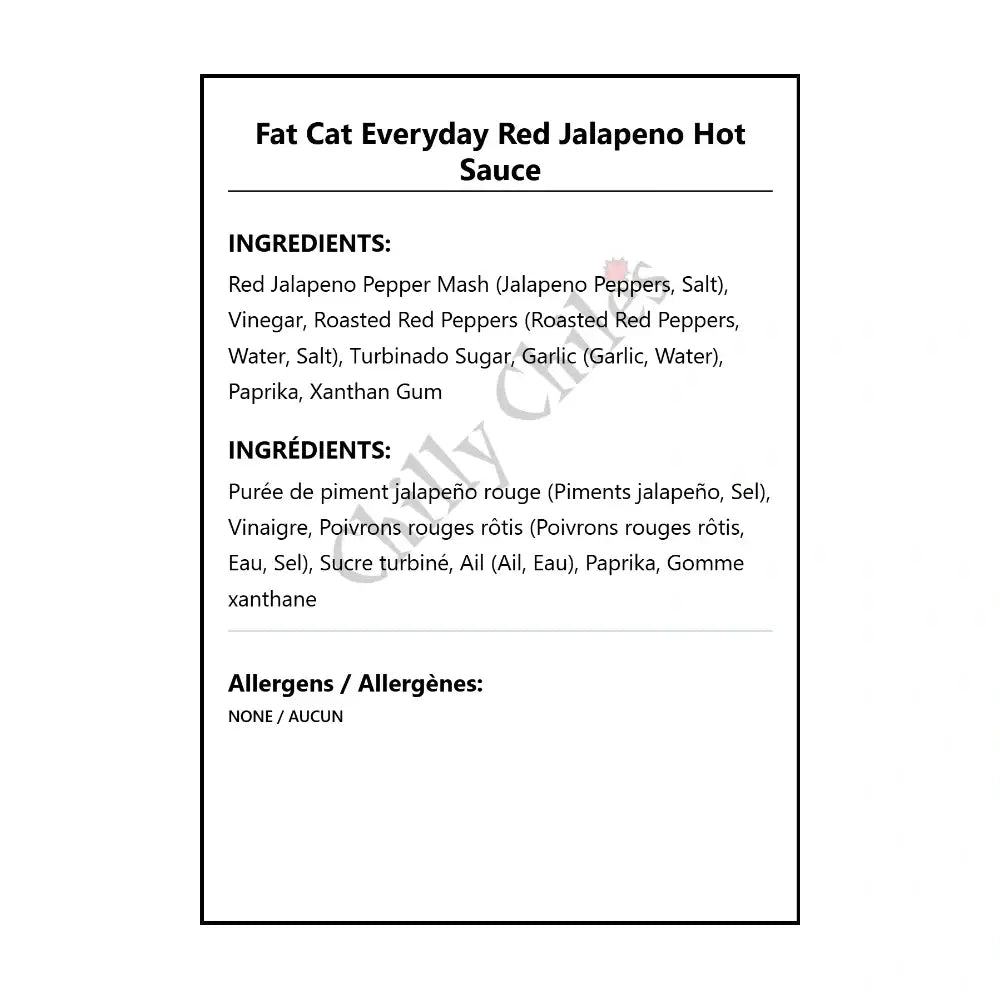 Fat Cat Everyday Red Jalapeno Hot Sauce - Hot Sauce