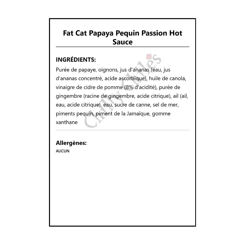 Fat Cat Papaya Pequin Passion Hot Sauce - Hot Sauce