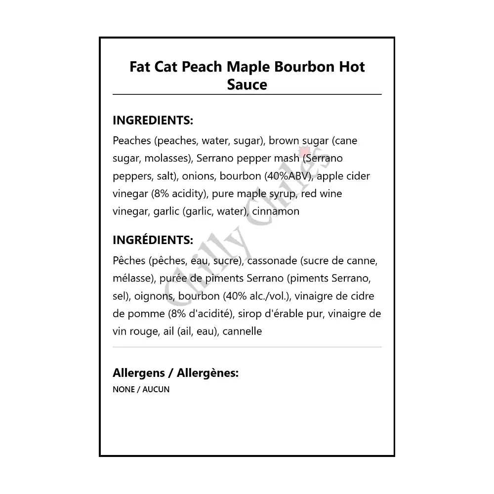 Fat Cat Peach Maple Bourbon Hot Sauce - Hot Sauce