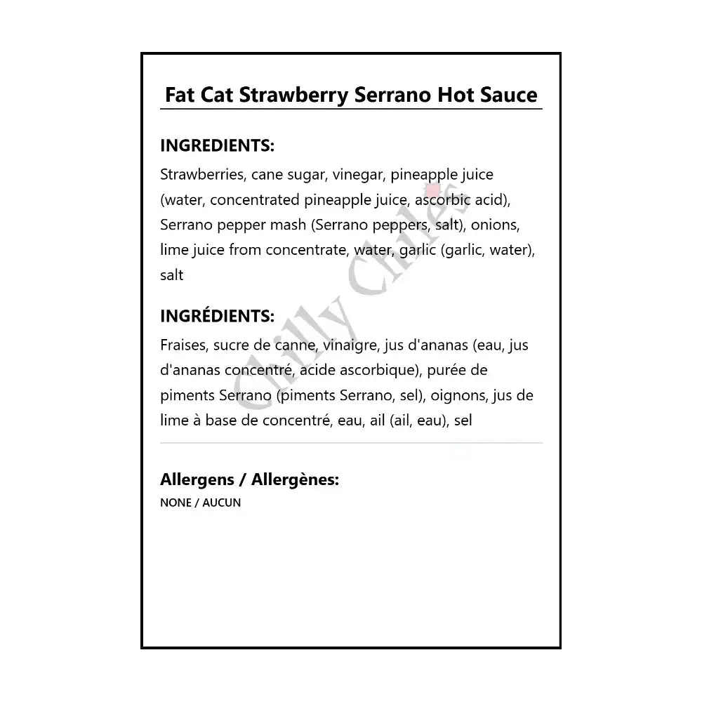 Fat Cat Strawberry Serrano Hot Sauce - Hot Sauce