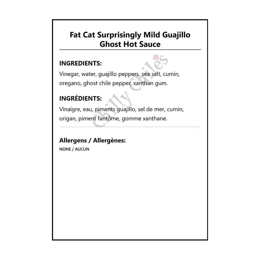 Fat Cat Surprisingly Mild Guajillo Ghost Hot Sauce - Hot Sauce