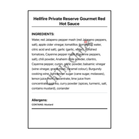 Hellfire Private Reserve Gourmet Red Hot Sauce - Bilingual Ingredients