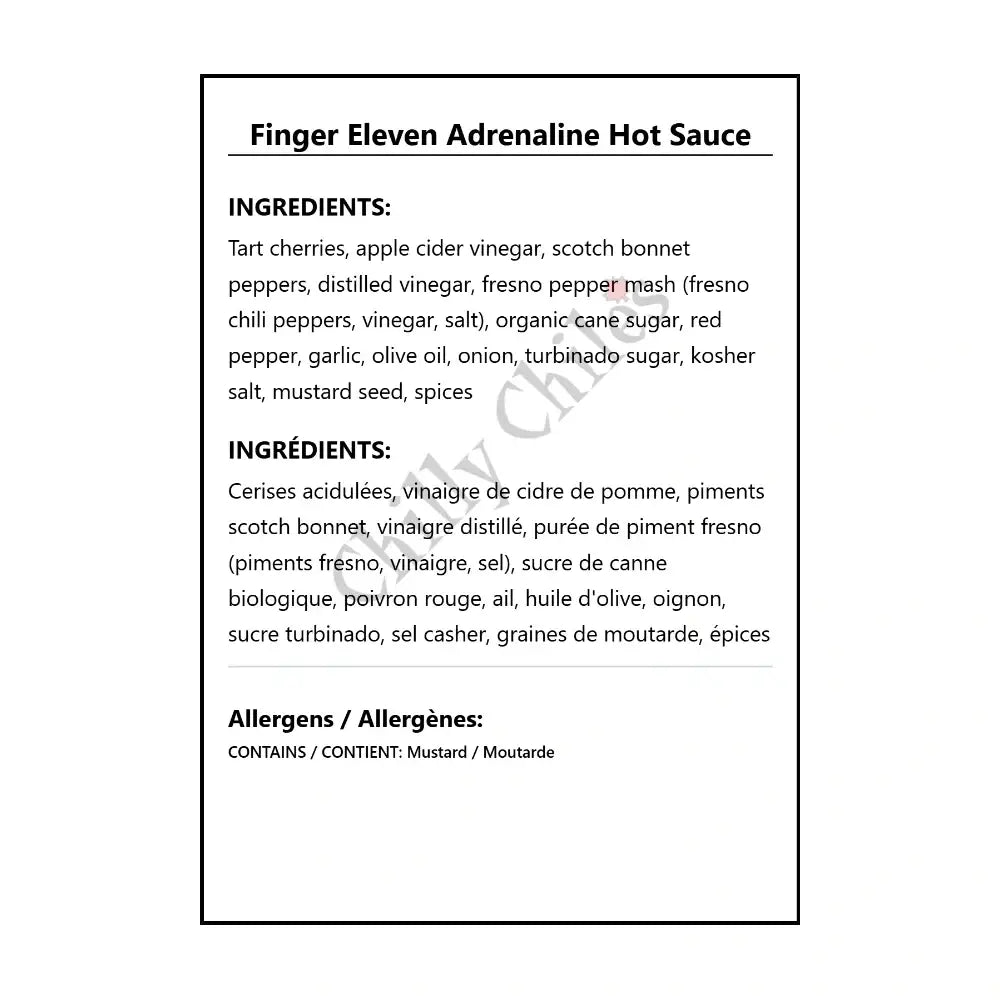 Finger Eleven Adrenaline Hot Sauce - Hot Sauce