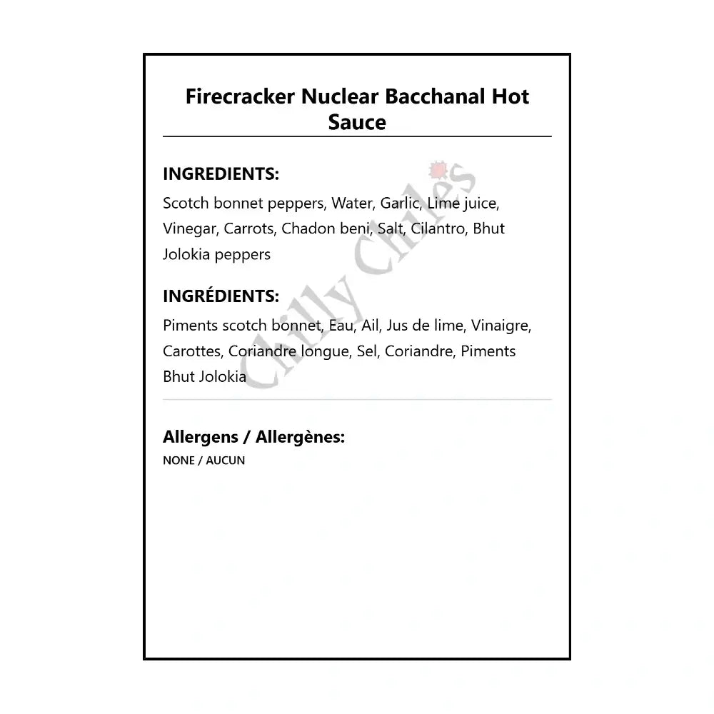 Firecracker Nuclear Bacchanal Hot Sauce - Hot Sauce