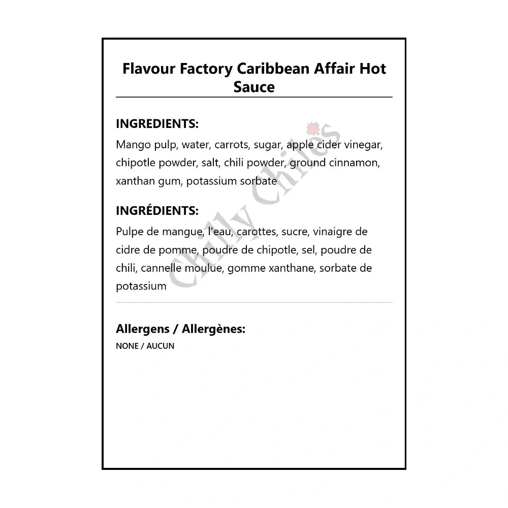 Flavour Factory Caribbean Affair Hot Sauce - Hot Sauce
