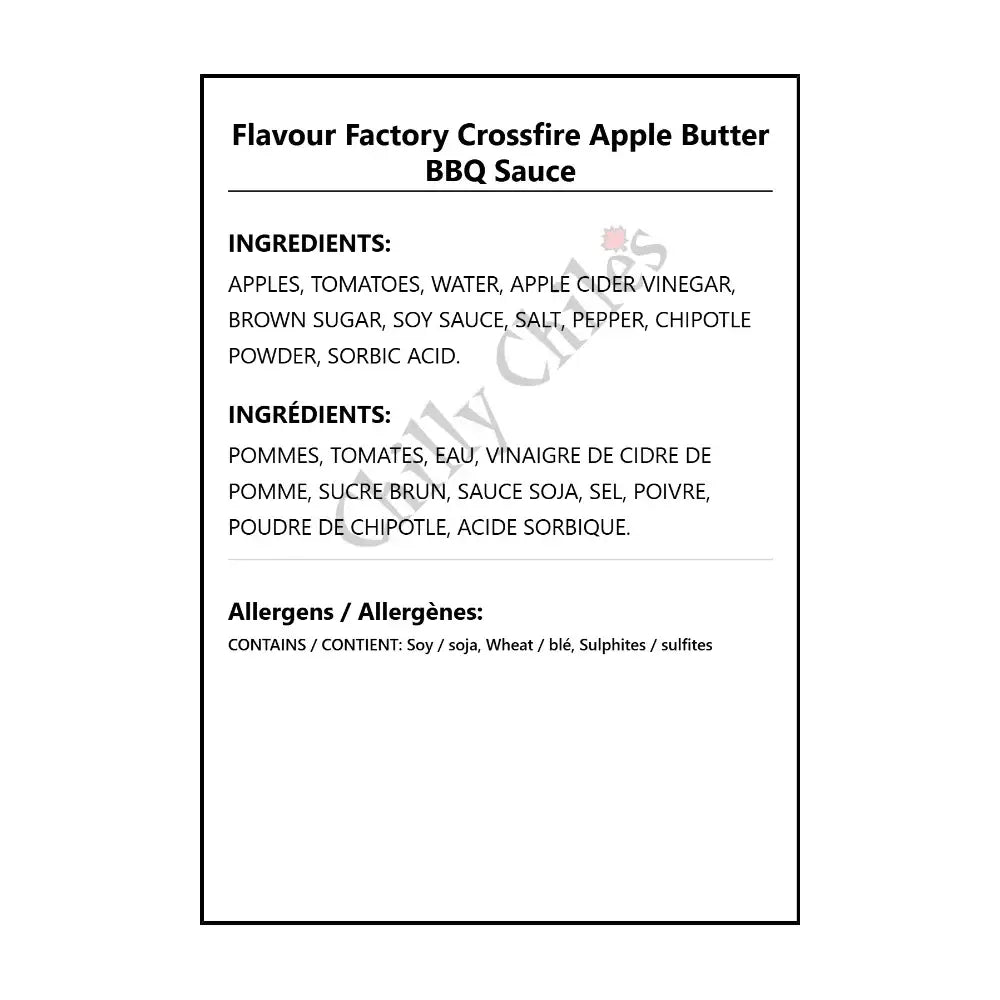 Flavour Factory Crossfire Apple Butter BBQ Sauce - BBQ Sauce
