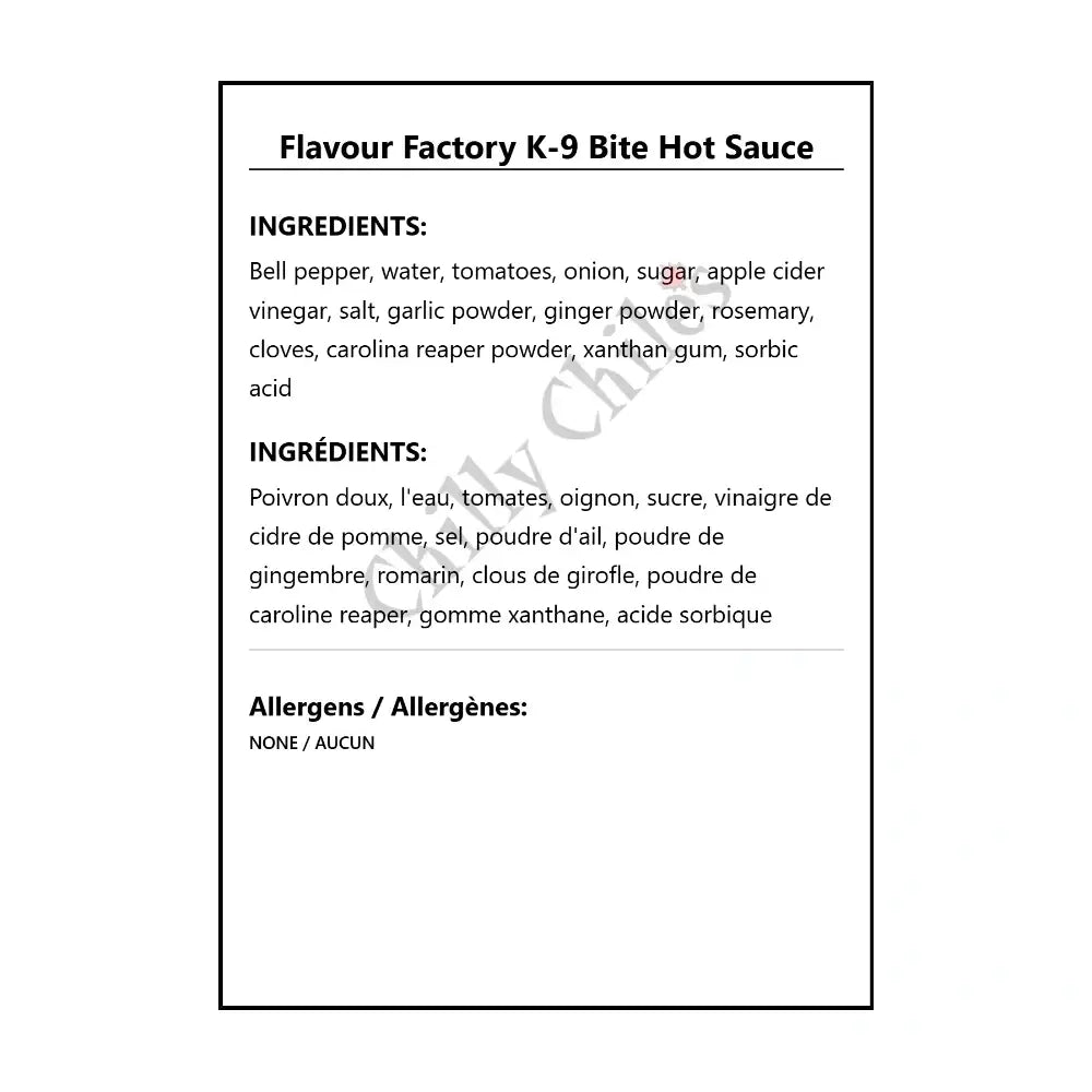 Flavour Factory K-9 Bite Hot Sauce - Hot Sauce