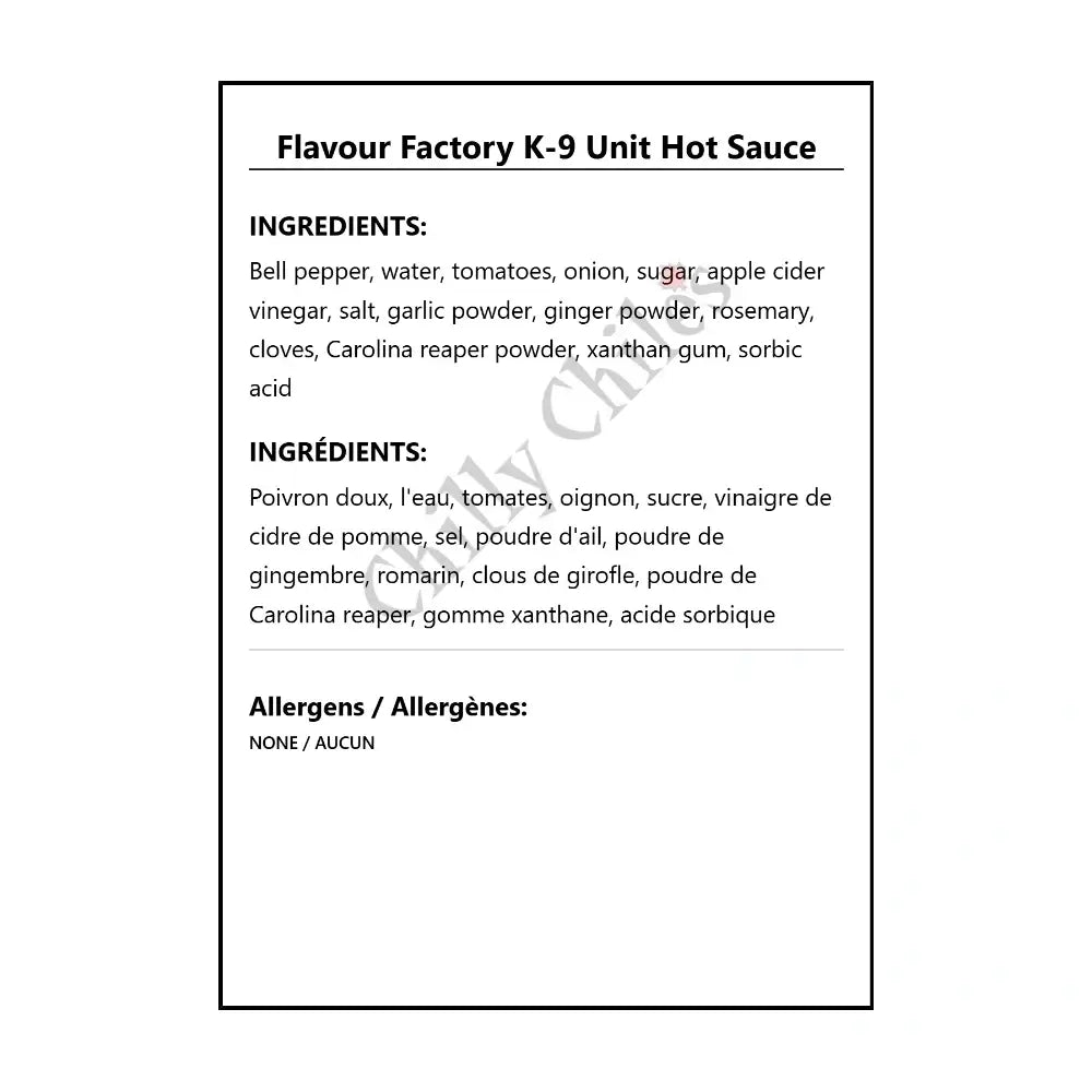 Flavour Factory K-9 Unit Hot Sauce - Hot Sauce