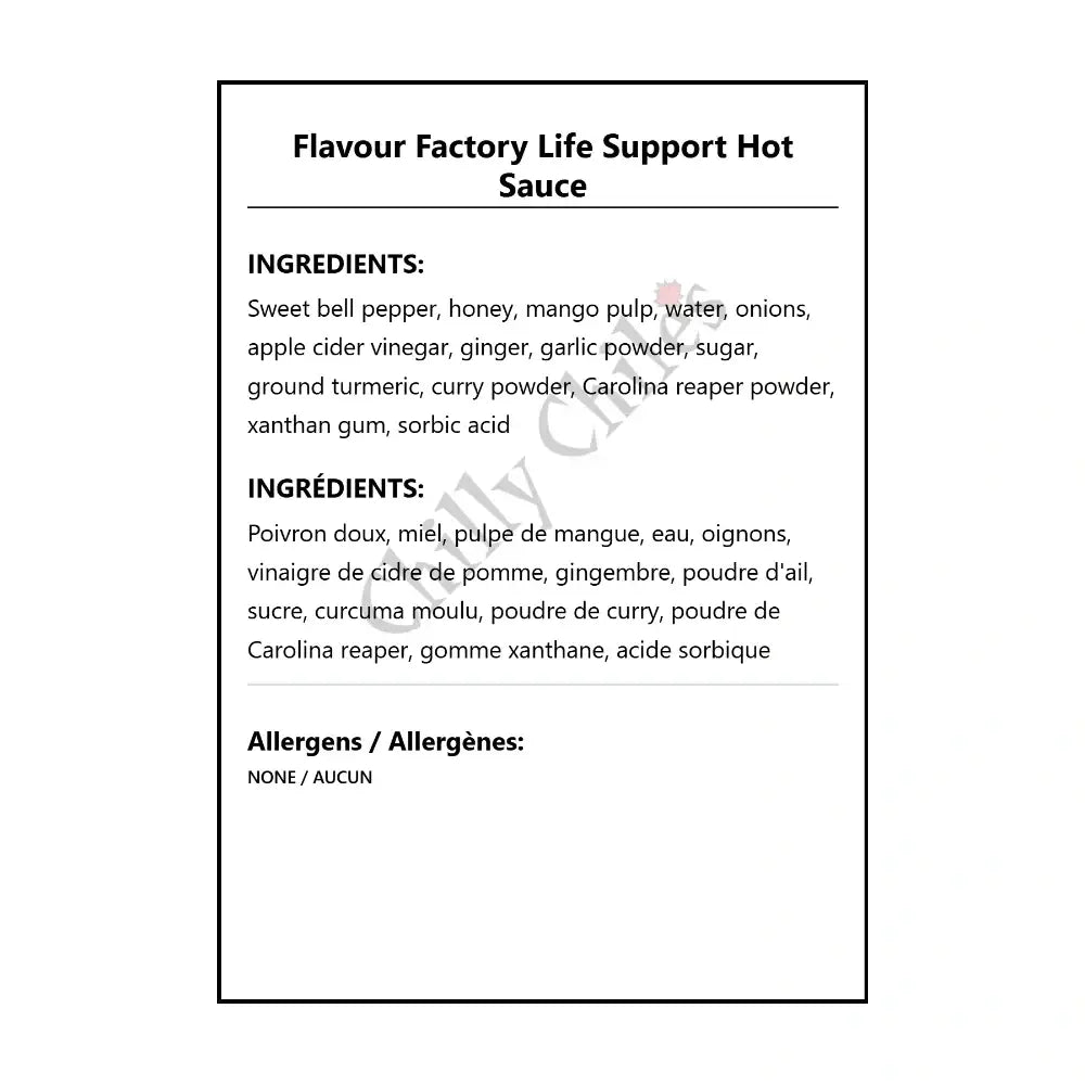 Flavour Factory Life Support Hot Sauce - Hot Sauce