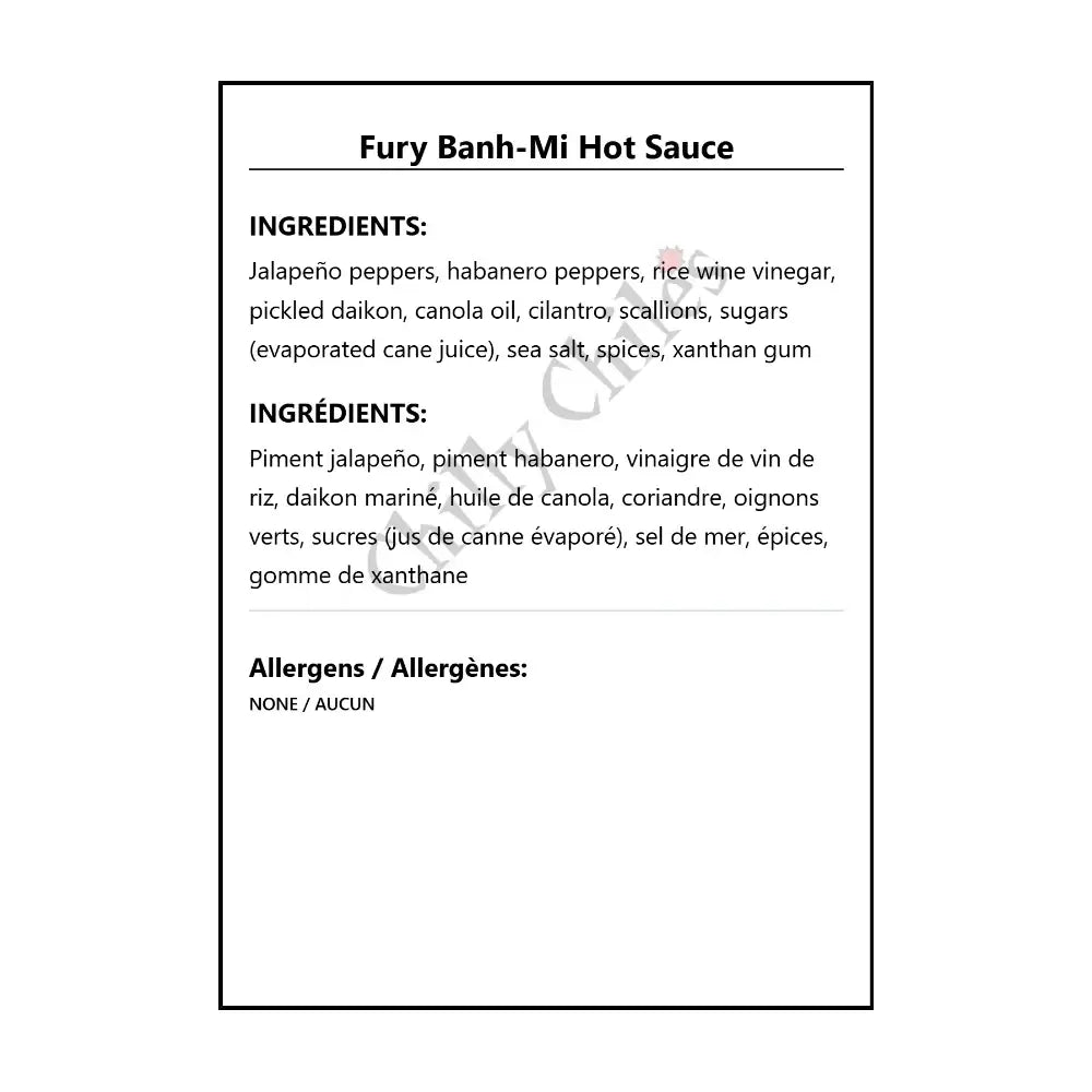 Fury Banh-Mi Hot Sauce - Hot Sauce