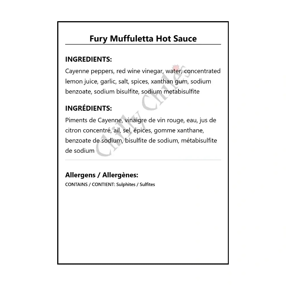 Fury Muffuletta Hot Sauce - Hot Sauce