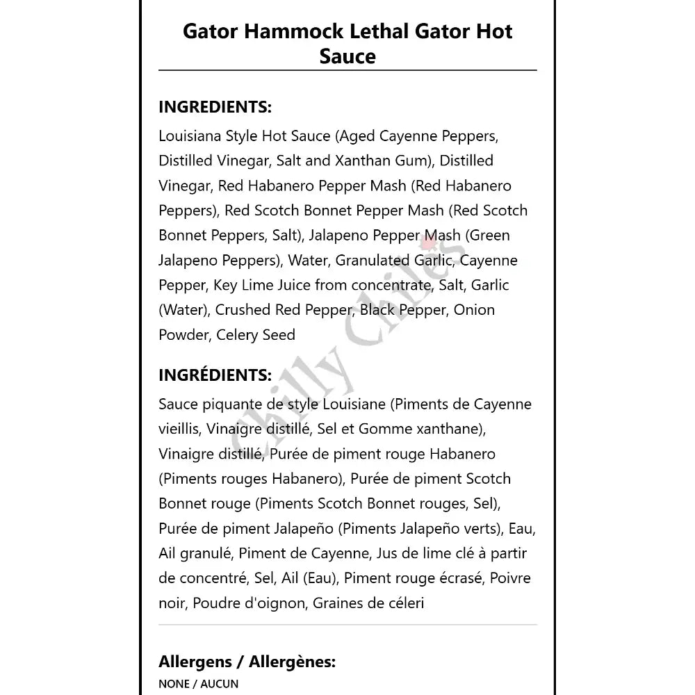 Gator Hammock Lethal Gator Hot Sauce - Hot Sauce