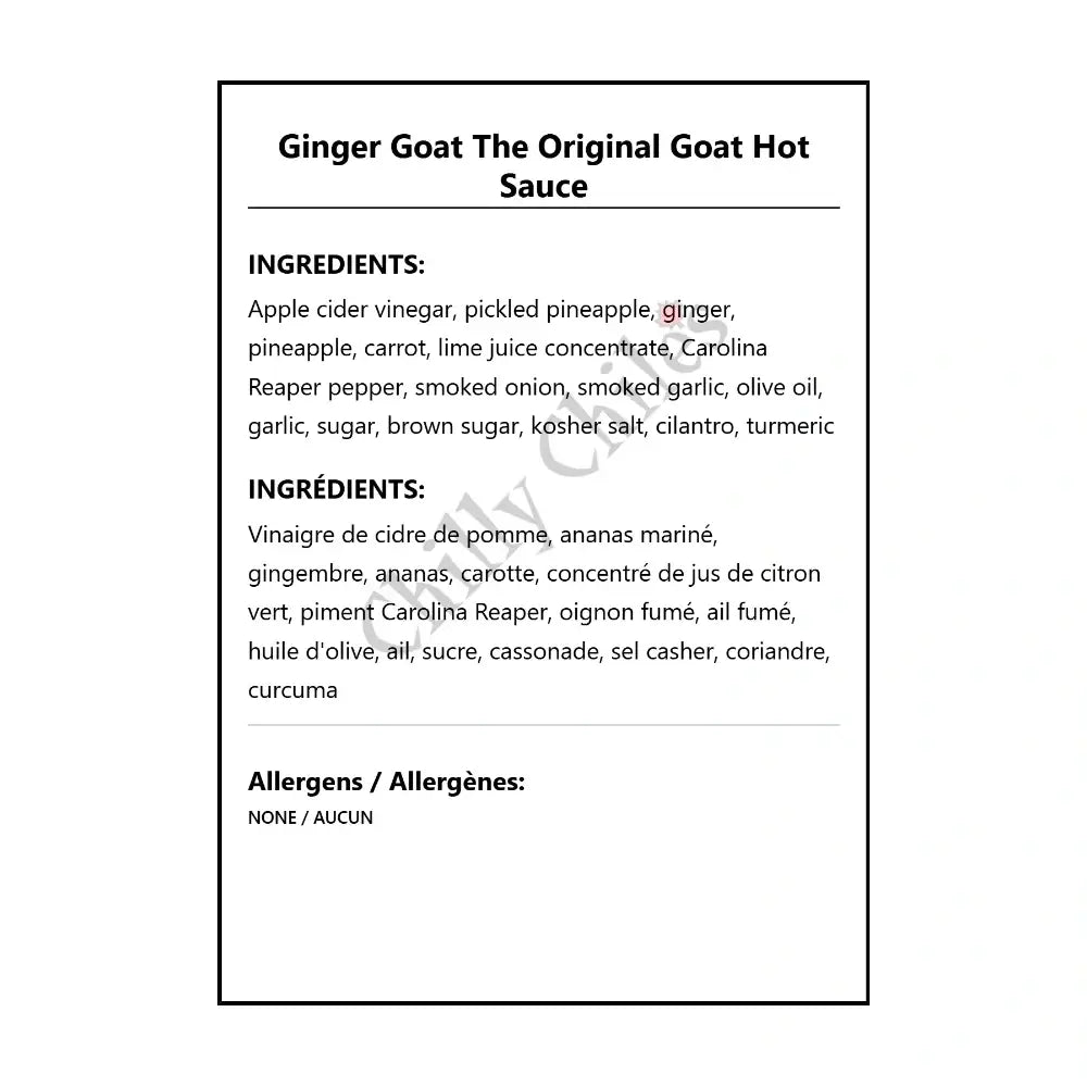 Ginger Goat The Original Goat Hot Sauce - Hot Sauce