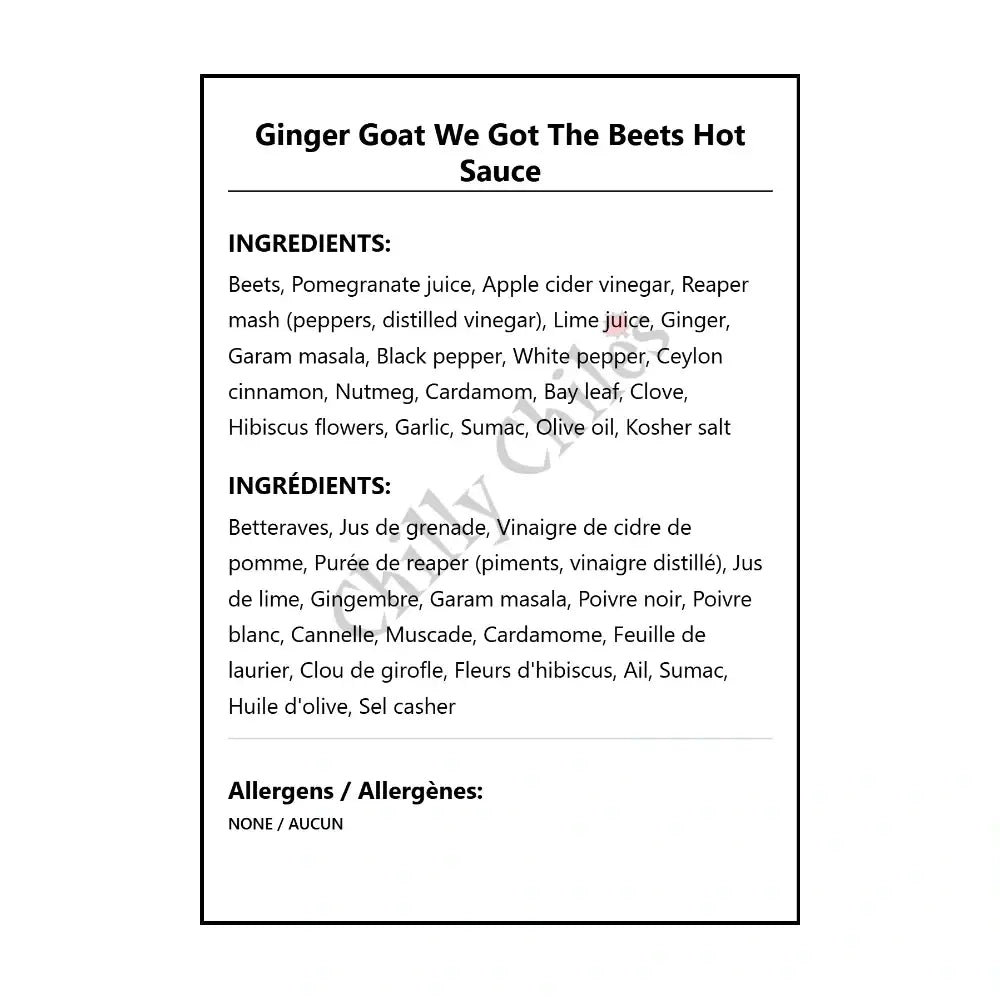 Ginger Goat We Got The Beets Hot Sauce - Hot Sauce
