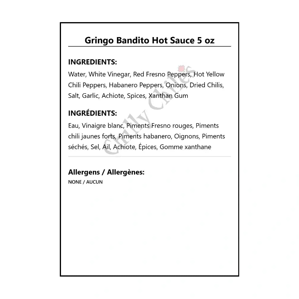 Gringo Bandito Hot Sauce 5 oz - Hot Sauce