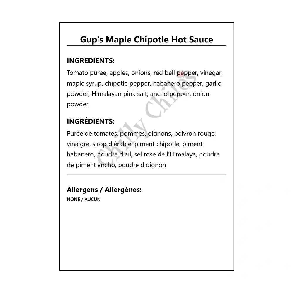 Gup’s Maple Chipotle Hot Sauce - Hot Sauce