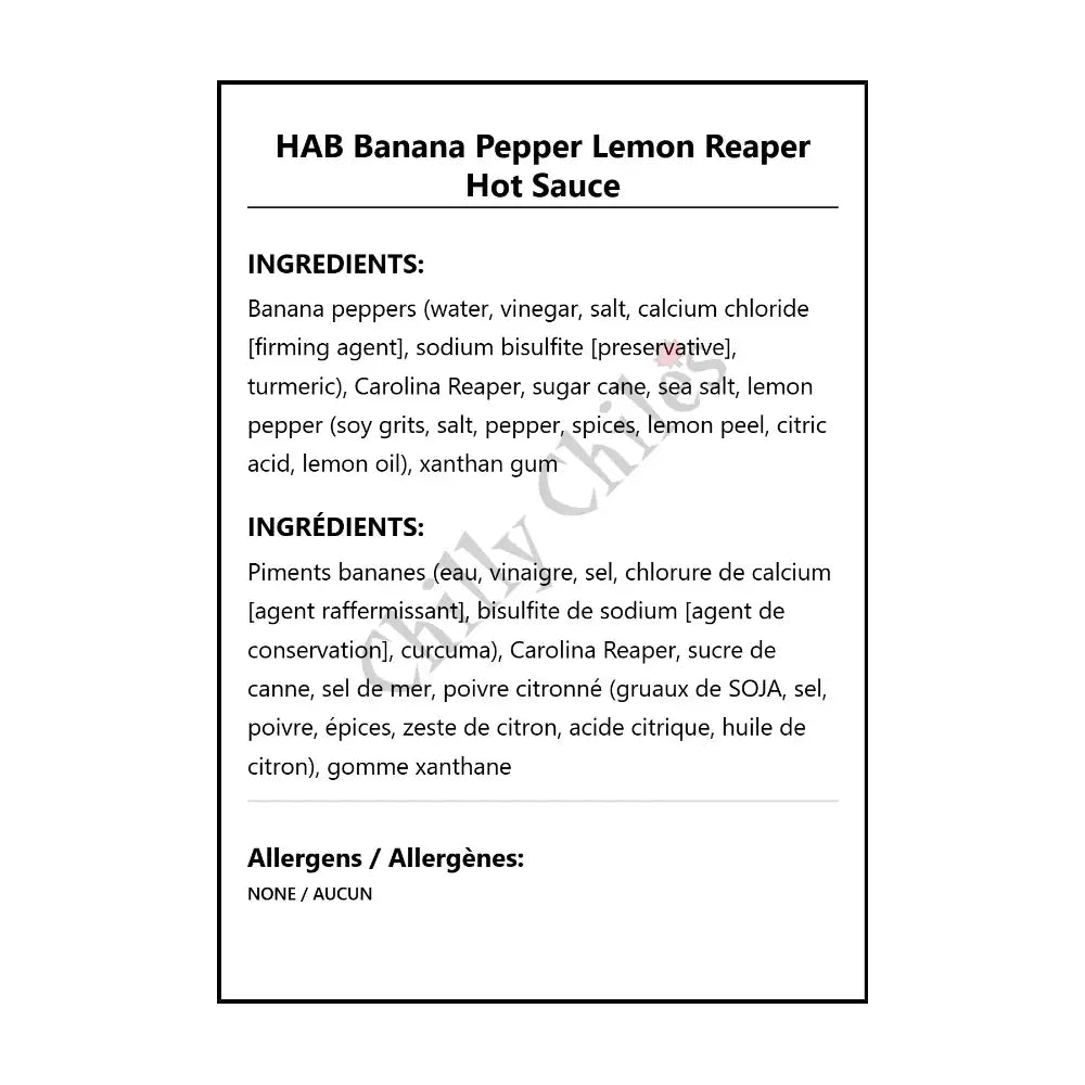 HAB Banana Pepper Lemon Reaper Hot Sauce - Hot Sauce