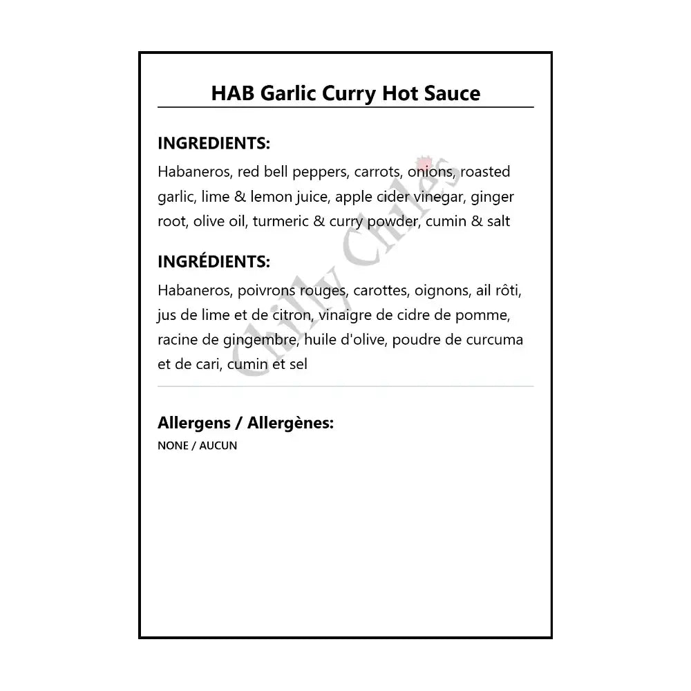 HAB Garlic Curry Hot Sauce - Hot Sauce