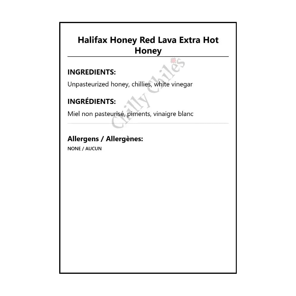 Halifax Honey Red Lava Extra Hot Honey - Condiments