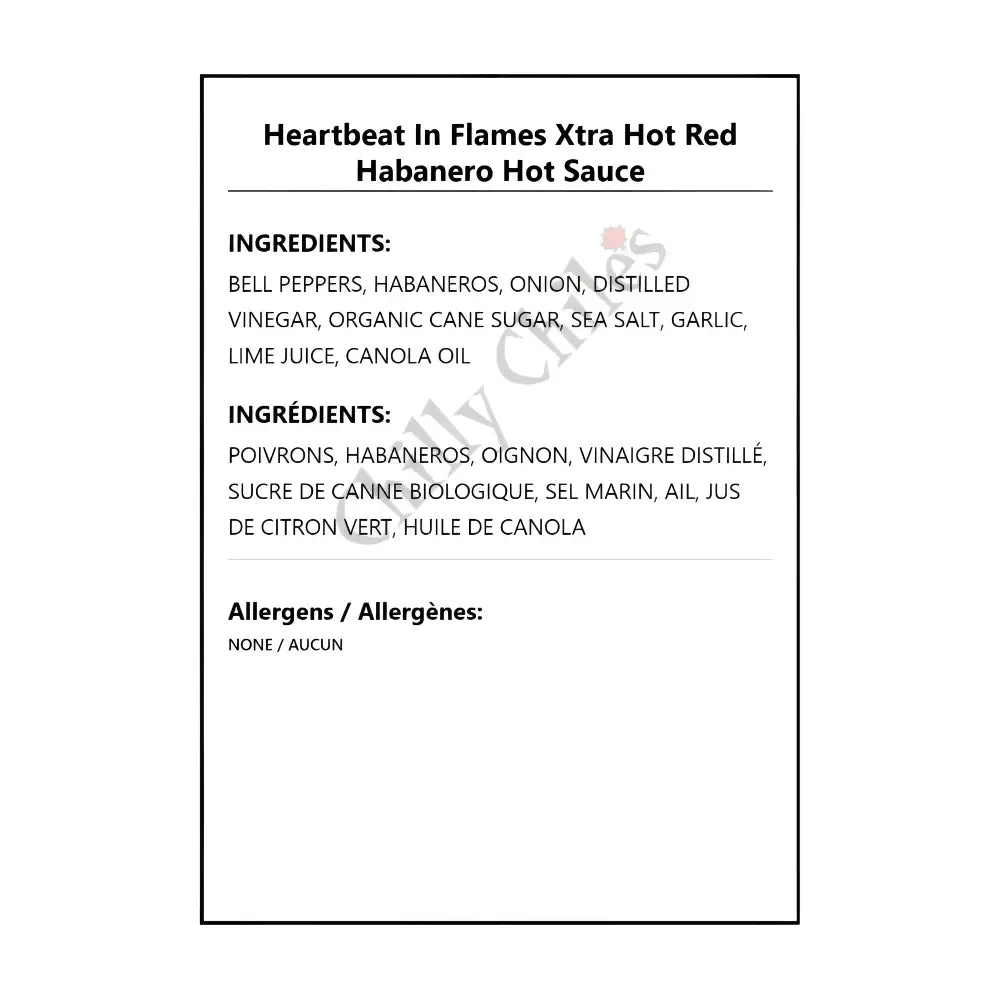 Heartbeat In Flames Xtra Hot Red Habanero Hot Sauce - Hot Sauce