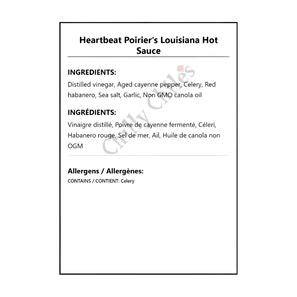 Heartbeat Poirier’s Louisiana Hot Sauce - Hot Sauce