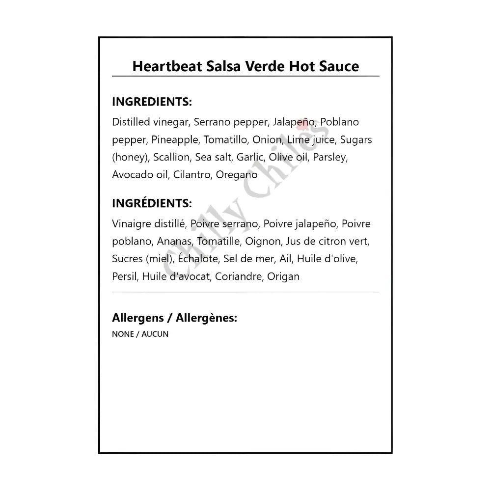 Heartbeat Salsa Verde Hot Sauce - Hot Sauce